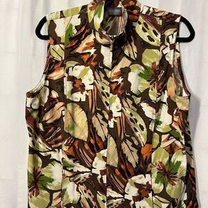 Additions by CHICOS Zip Up Floral Vest
